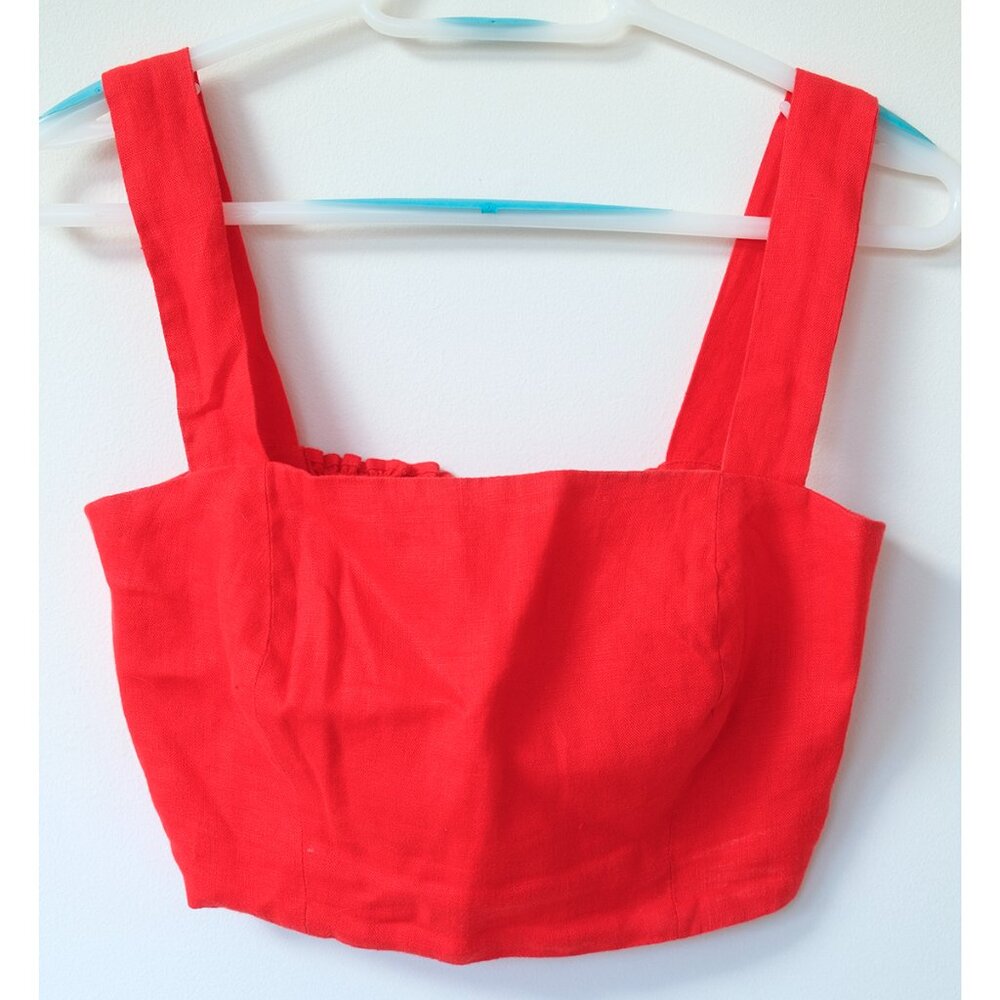 FARM Rio Red Crop Top 100% linen
